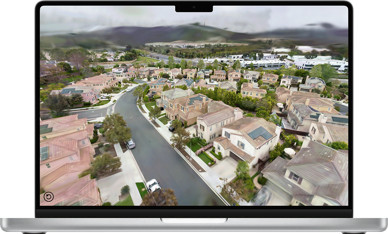 Interactive 3D map in a virtual tour of a residential community.