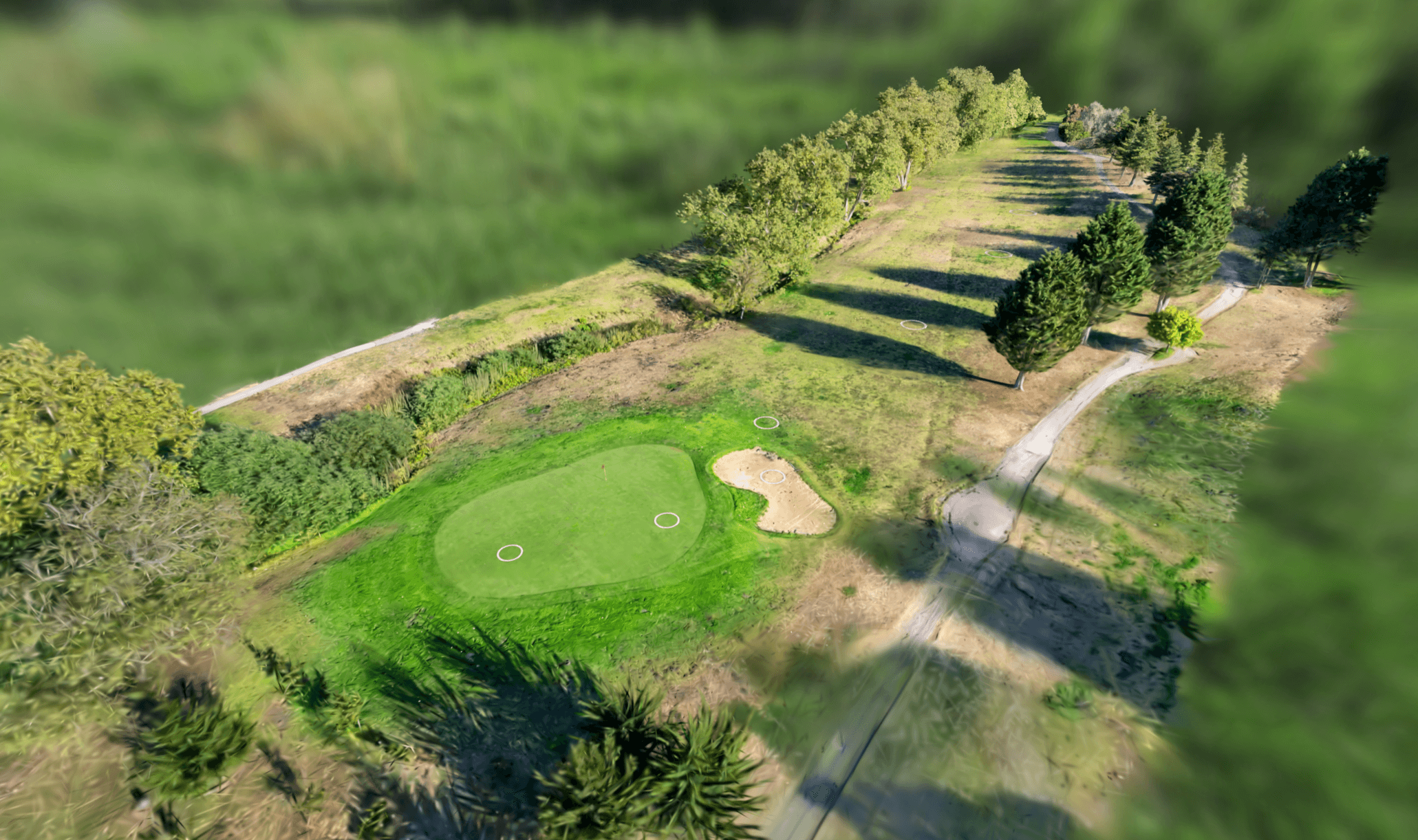 Interactive 3D map from a virtual tour of a golf course.