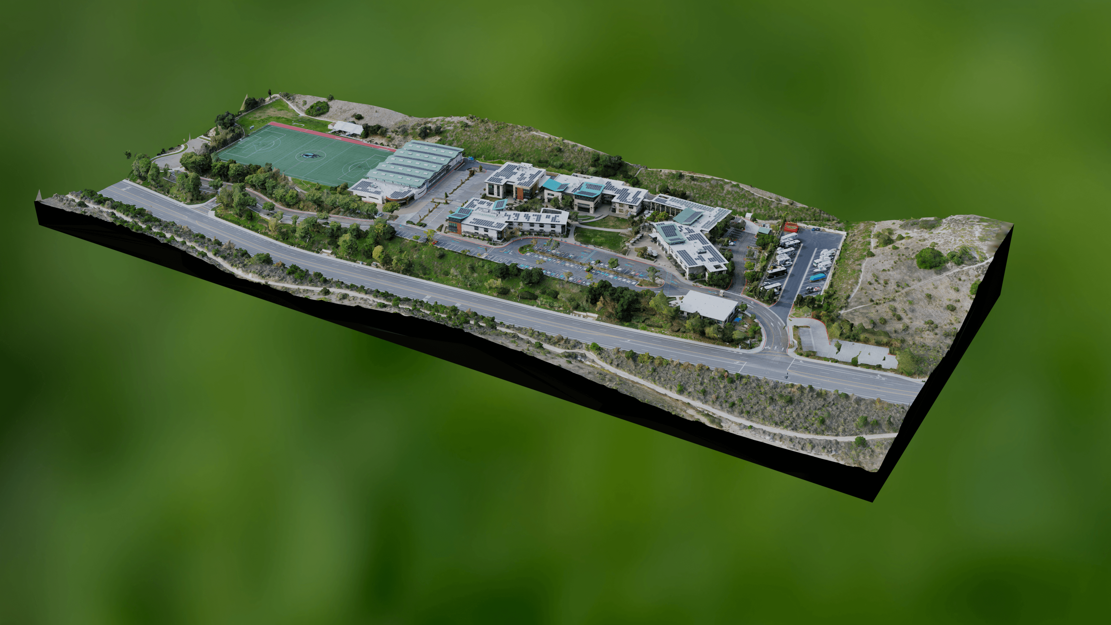 Interactive 3D map model from a virtual tour of a K-12 school.